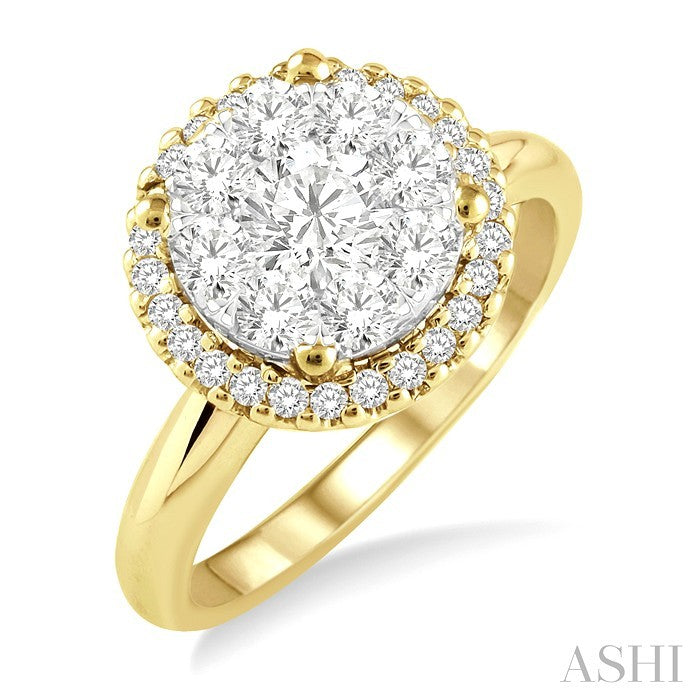 1 Ctw Lovebright Round Cut Diamond Engagement Ring in 14K Yellow and White Gold