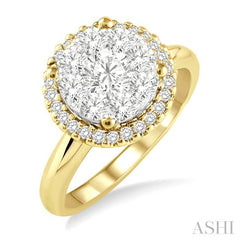 1 Ctw Lovebright Round Cut Diamond Engagement Ring in 14K Yellow and White Gold
