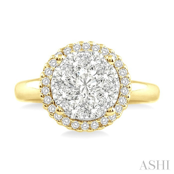 1 Ctw Lovebright Round Cut Diamond Engagement Ring in 14K Yellow and White Gold