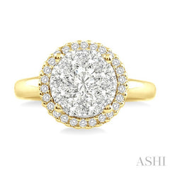 1 Ctw Lovebright Round Cut Diamond Engagement Ring in 14K Yellow and White Gold