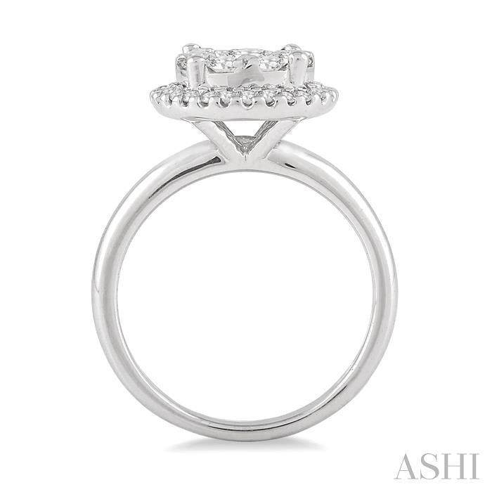 3/4 Ctw Lovebright Round Cut Diamond Engagement Ring in 14K White Gold