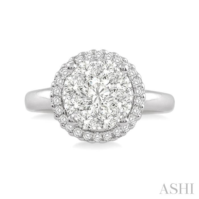 1/2 Ctw Lovebright Round Cut Diamond Engagement Ring in 14K White Gold