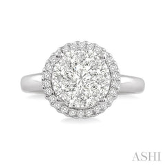1/2 Ctw Lovebright Round Cut Diamond Engagement Ring in 14K White Gold