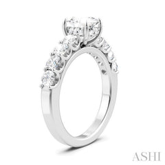 7/8 Ctw Oval Shape Round Cut Diamond Semi-Mount Engagement Ring in 14K White Gold