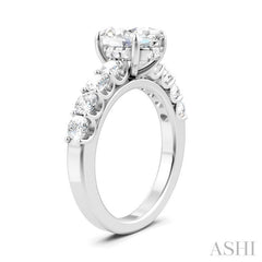 7/8 Ctw Oval Shape Round Cut Diamond Semi-Mount Engagement Ring in 14K White Gold