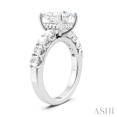 7/8 Ctw Princess Shape Round Cut Diamond Semi-Mount Engagement Ring in 14K White Gold