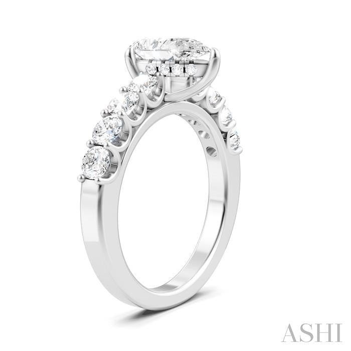 7/8 Ctw Pear Shape Round Cut Diamond Semi-Mount Engagement Ring in 14K White Gold