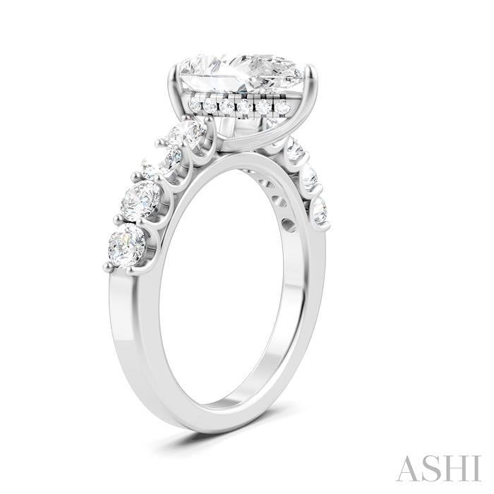 7/8 Ctw Pear Shape Round Cut Diamond Semi-Mount Engagement Ring in 14K White Gold