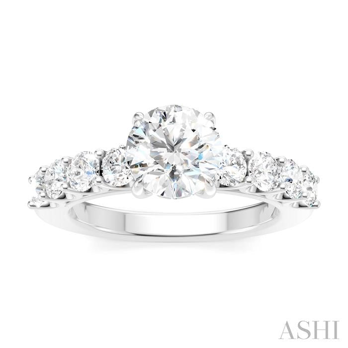 7/8 Ctw Round Shape Round Cut Diamond Semi-Mount Engagement Ring in 14K White Gold