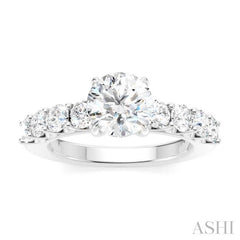 7/8 Ctw Round Shape Round Cut Diamond Semi-Mount Engagement Ring in 14K White Gold