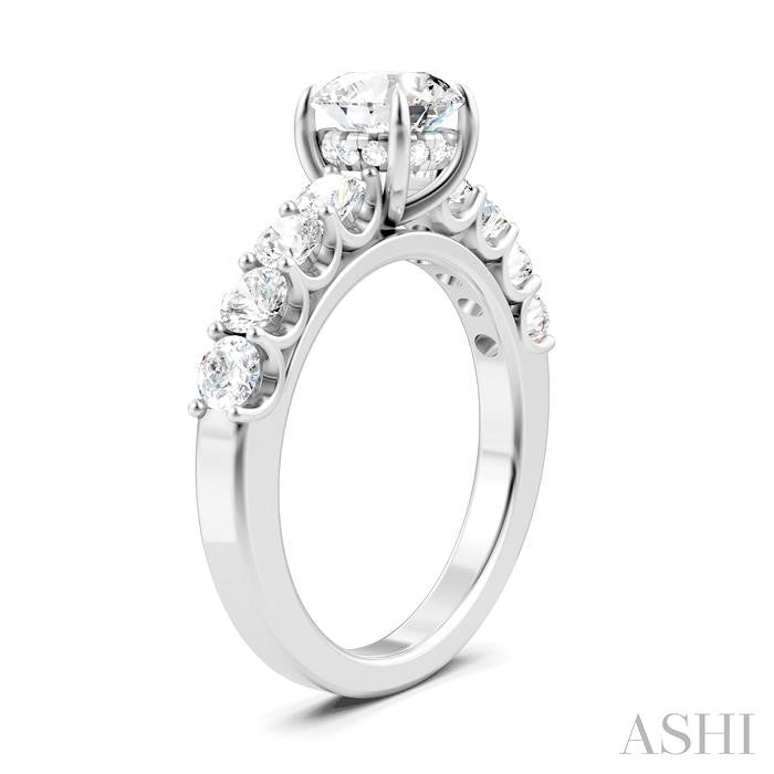 7/8 Ctw Round Shape Round Cut Diamond Semi-Mount Engagement Ring in 14K White Gold