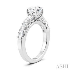 7/8 Ctw Round Shape Round Cut Diamond Semi-Mount Engagement Ring in 14K White Gold