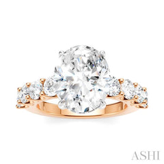 1 1/3 Ctw Oval Shape Round Cut Diamond Semi-Mount Engagement Ring in 14K Rose and White Gold