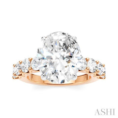 1 1/3 Ctw Oval Shape Round Cut Diamond Semi-Mount Engagement Ring in 14K Rose and White Gold