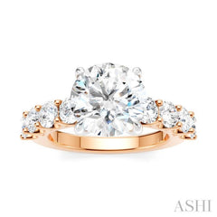 1 1/4 Ctw Round Shape Round Cut Diamond Semi-Mount Engagement Ring in 14K Rose and White Gold