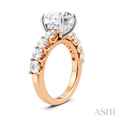 1 1/4 Ctw Round Shape Round Cut Diamond Semi-Mount Engagement Ring in 14K Rose and White Gold