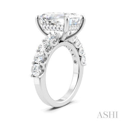 1 1/3 Ctw Emerald Shape Round Cut Diamond Semi-Mount Engagement Ring in 14K White Gold