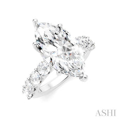 1 1/3 Ctw Marquise Shape Round Cut Diamond Semi-Mount Engagement Ring in 14K White Gold