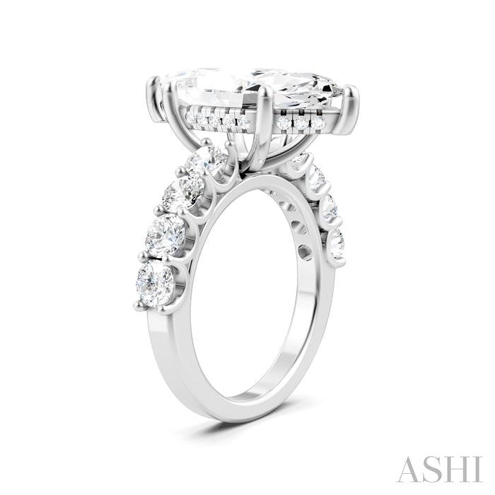 1 1/3 Ctw Marquise Shape Round Cut Diamond Semi-Mount Engagement Ring in 14K White Gold