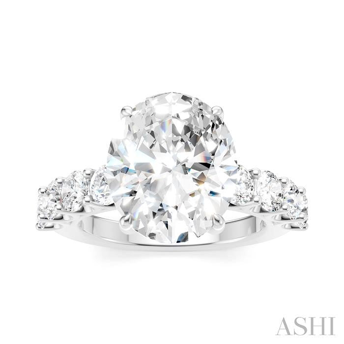 1 1/3 Ctw Oval Shape Round Cut Diamond Semi-Mount Engagement Ring in 14K White Gold