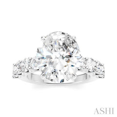 1 1/3 Ctw Oval Shape Round Cut Diamond Semi-Mount Engagement Ring in 14K White Gold