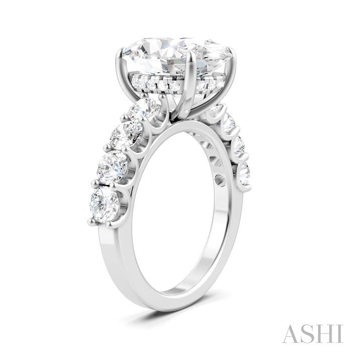 1 1/3 Ctw Oval Shape Round Cut Diamond Semi-Mount Engagement Ring in 14K White Gold