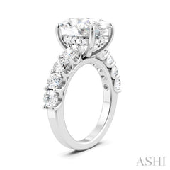 1 1/3 Ctw Oval Shape Round Cut Diamond Semi-Mount Engagement Ring in 14K White Gold