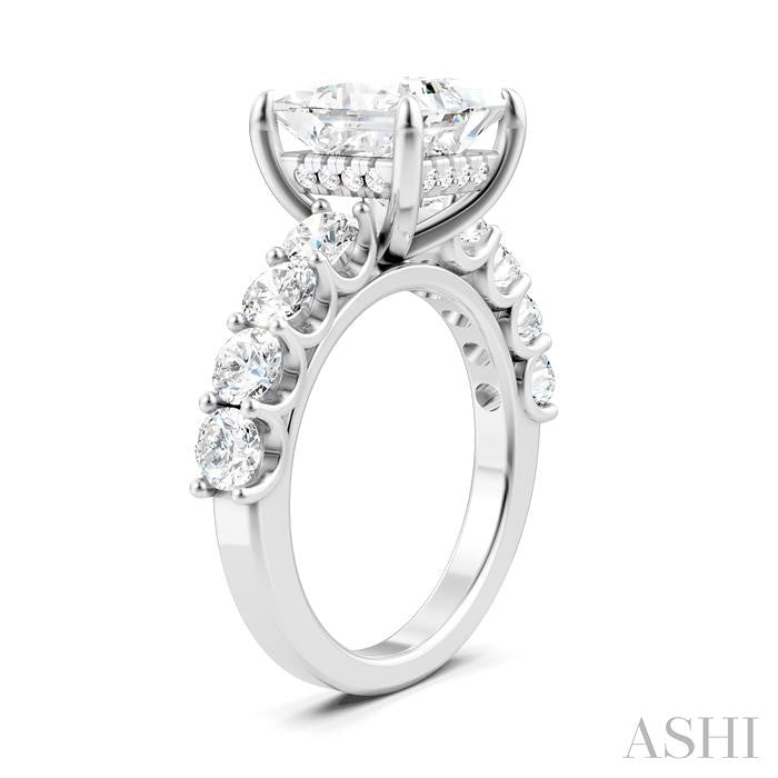 1 1/3 Ctw Princess Shape Round Cut Diamond Semi-Mount Engagement Ring in 14K White Gold
