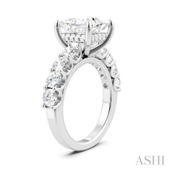 1 1/3 Ctw Princess Shape Round Cut Diamond Semi-Mount Engagement Ring in 14K White Gold