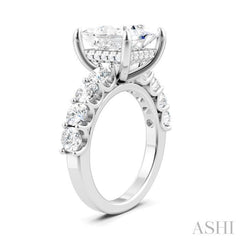 1 1/3 Ctw Princess Shape Round Cut Diamond Semi-Mount Engagement Ring in 14K White Gold