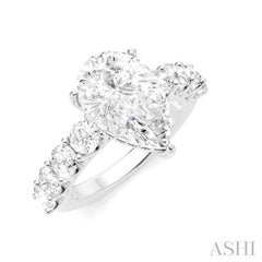 1 1/3 Ctw Pear Shape Round Cut Diamond Semi-Mount Engagement Ring in 14K White Gold