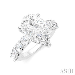 1 1/3 Ctw Pear Shape Round Cut Diamond Semi-Mount Engagement Ring in 14K White Gold