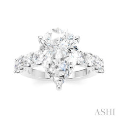1 1/3 Ctw Pear Shape Round Cut Diamond Semi-Mount Engagement Ring in 14K White Gold