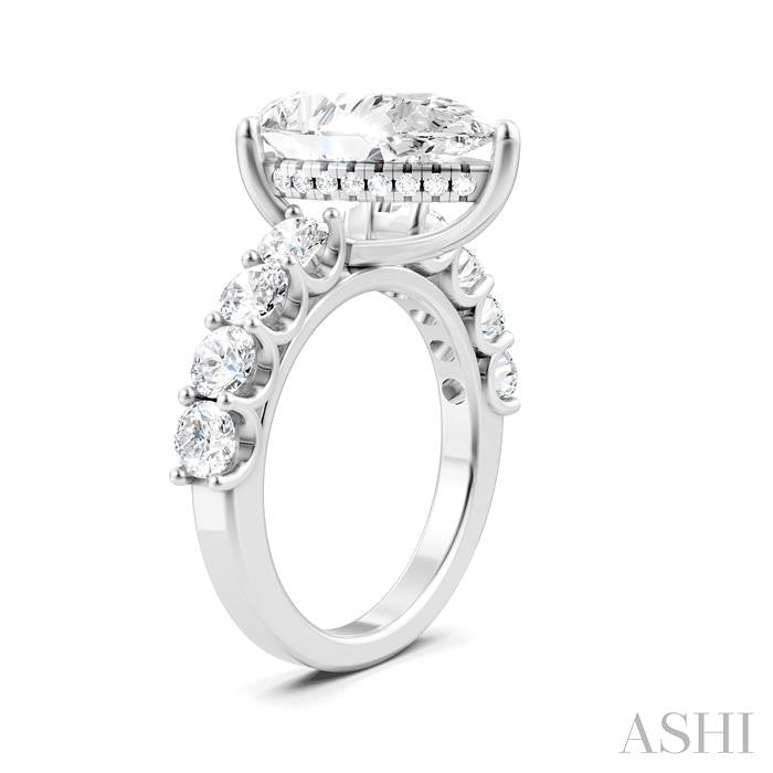 1 1/3 Ctw Pear Shape Round Cut Diamond Semi-Mount Engagement Ring in 14K White Gold