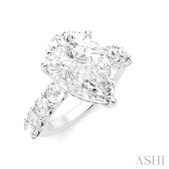 1 1/3 Ctw Pear Shape Round Cut Diamond Semi-Mount Engagement Ring in 14K White Gold