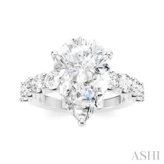 1 1/3 Ctw Pear Shape Round Cut Diamond Semi-Mount Engagement Ring in 14K White Gold