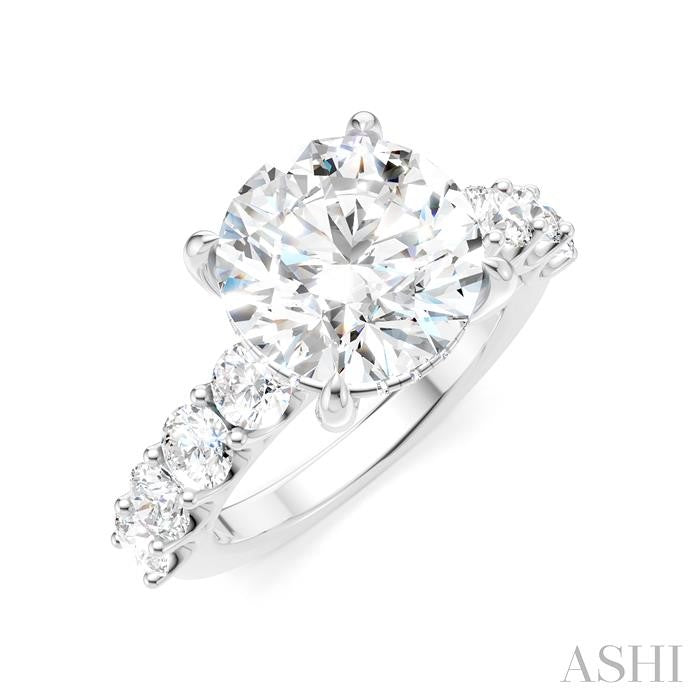1 1/3 Ctw Round Shape Round Cut Diamond Semi-Mount Engagement Ring in 14K White Gold