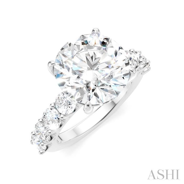 1 1/3 Ctw Round Shape Round Cut Diamond Semi-Mount Engagement Ring in 14K White Gold