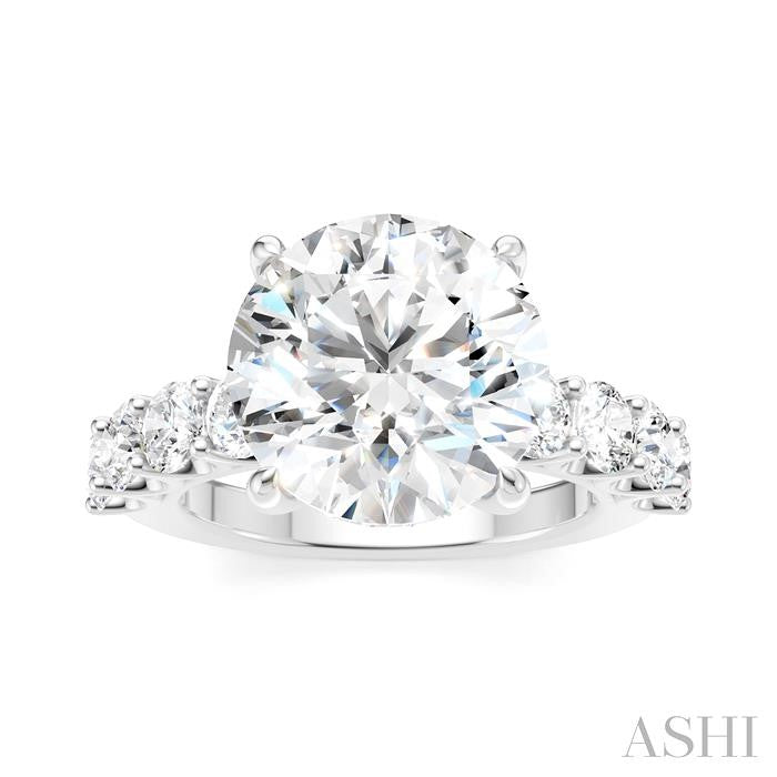 1 1/3 Ctw Round Shape Round Cut Diamond Semi-Mount Engagement Ring in 14K White Gold