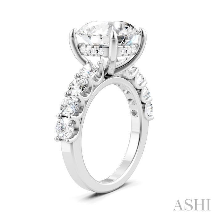 1 1/3 Ctw Round Shape Round Cut Diamond Semi-Mount Engagement Ring in 14K White Gold