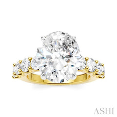 1 1/3 Ctw Oval Shape Round Cut Diamond Semi-Mount Engagement Ring in 14K Yellow and White Gold