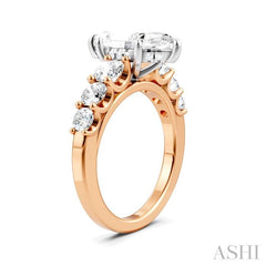 1 1/10 Ctw Marquise Shape Round Cut Diamond Semi-Mount Engagement Ring in 14K Rose and White Gold
