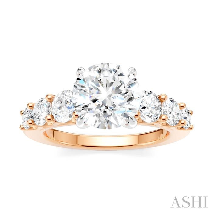 1 1/10 Ctw Round Shape Round Cut Diamond Semi-Mount Engagement Ring in 14K Rose and White Gold