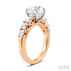 1 1/10 Ctw Round Shape Round Cut Diamond Semi-Mount Engagement Ring in 14K Rose and White Gold