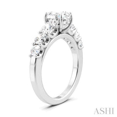 1 1/10 Ctw Oval Shape Round Cut Diamond Semi-Mount Engagement Ring in 14K White Gold