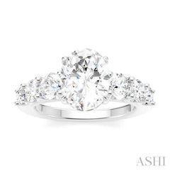1 1/10 Ctw Oval Shape Round Cut Diamond Semi-Mount Engagement Ring in 14K White Gold
