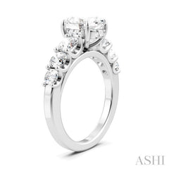 1 1/10 Ctw Oval Shape Round Cut Diamond Semi-Mount Engagement Ring in 14K White Gold