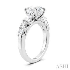 1 1/10 Ctw Princess Shape Round Cut Diamond Semi-Mount Engagement Ring in 14K White Gold