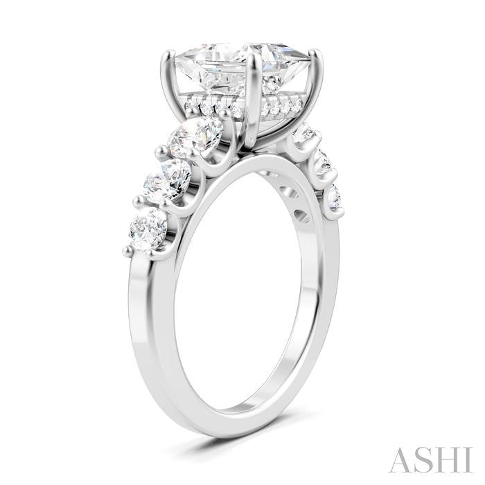 1 1/10 Ctw Princess Shape Round Cut Diamond Semi-Mount Engagement Ring in 14K White Gold