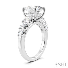 1 1/10 Ctw Princess Shape Round Cut Diamond Semi-Mount Engagement Ring in 14K White Gold